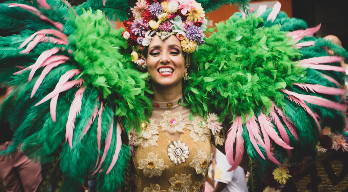 Mardi Gras Woman in Feathers
